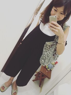 「おやすみコーデ」｜「アイテム（オールインワン・サロペット）」を使った、おかなさん（レディース・158cm）の夏コーディネート