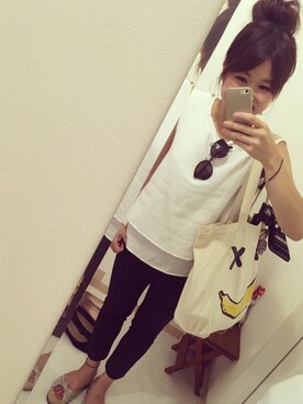 「MAISON SCOTCH（メゾンスコッチ）のアイテム（バッグ）」を使った、おかなさん（レディース・158cm）の夏コーディネート