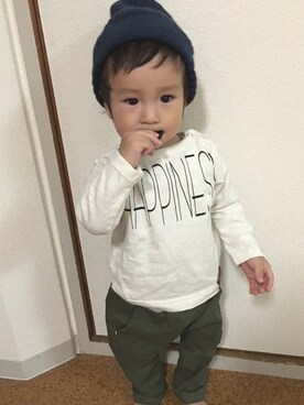 「NEEDLE WORK（ニードルワーク）のアイテム（パンツ）」を使った、tarumama:)さん（キッズ・80cm）の秋コーディネート