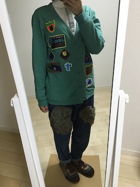 「Ne-net（ネネット）のネルストライプ②（シャツ/ブラウス）」を使った、わさびさん（レディース・156cm）の秋コーディネート