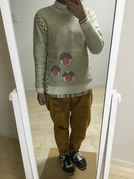 「Ne-net（ネネット）のネルストライプ②（シャツ/ブラウス）」を使った、わさびさん（レディース・156cm）の冬コーディネート