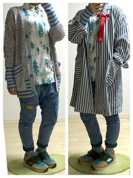 「 カーディガン」｜「アイテム（その他アウター）」を使った、わさびさん（レディース・156cm）の春コーディネート