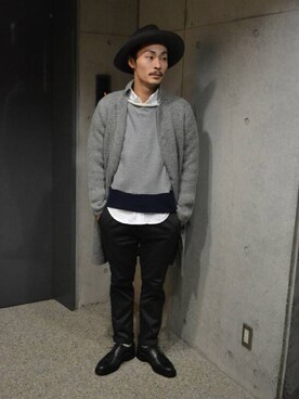 「MANUAL ALPHABET（マニュアル アルファベット）のアイテム（チノパンツ）」を使った、CENTRAL_Johnさん（メンズ・170cm）の秋コーディネート