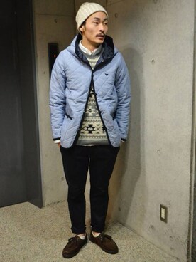 「MANUAL ALPHABET（マニュアル アルファベット）のアイテム（チノパンツ）」を使った、CENTRAL_Johnさん（メンズ・170cm）の秋コーディネート