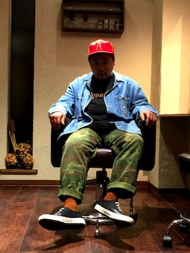 「アイテム（カバーオール）」を使った、oku-ziさん（メンズ・165cm）の春コーディネート