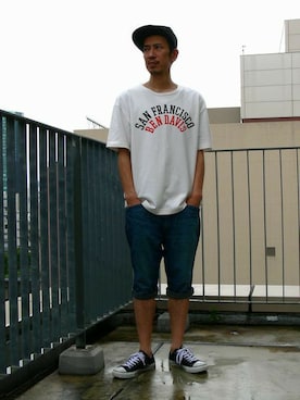 「BEN DAVIS/PROJECT LINE（ベンデイビスプロジェクトライン）のアイテム」を使った、BENCH AT THE GREENE MENS STAFFさん（メンズ・173cm）の夏コーディネート