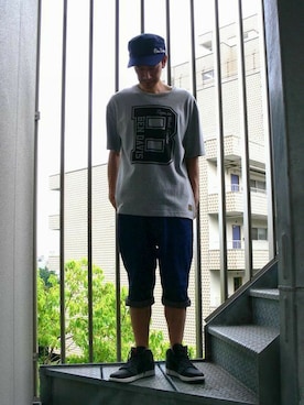 「BEN DAVIS/PROJECT LINE（ベンデイビスプロジェクトライン）のアイテム」を使った、BENCH AT THE GREENE MENS STAFFさん（メンズ・173cm）の夏コーディネート