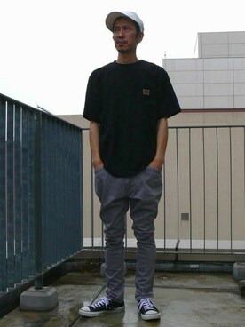 「BEN DAVIS（ベンデイビス）のアイテム（キャップ）」を使った、BENCH AT THE GREENE MENS STAFFさん（メンズ・173cm）の夏コーディネート