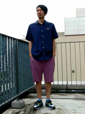 「BEN DAVIS（ベンデイビス）のアイテム（シャツ/ブラウス）」を使った、BENCH AT THE GREENE MENS STAFFさん（メンズ・173cm）の夏コーディネート
