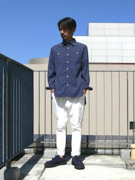 「BEN DAVIS/PROJECT LINE（ベンデイビスプロジェクトライン）のアイテム」を使った、BENCH AT THE GREENE MENS STAFFさん（メンズ・173cm）の夏コーディネート