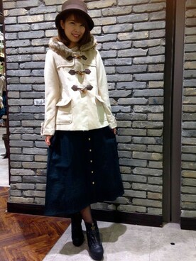 「axes femme（アクシーズファム）のアイテム（ダッフルコート）」を使った、axes femmeさん（レディース・160cm）の冬コーディネート