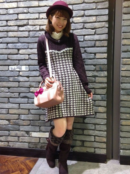 axes femme（アクシーズファム）の「ビスチェ切替千鳥柄ニット