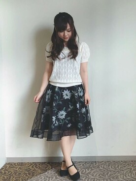花柄オーガンジースカートを使った人気ファッションコーディネート Wear