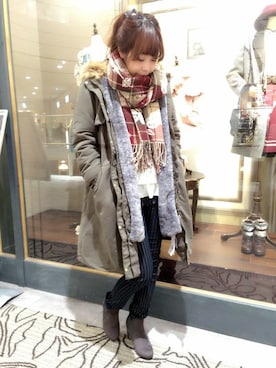 「axes femme（アクシーズファム）のアイテム（モッズコート）」を使った、axes femmeさん（レディース・160cm）の秋コーディネート