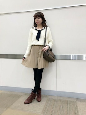 「マリンコーデ」｜「アイテム（ブーツ）」を使った、axes femmeさん（レディース・153cm）の冬コーディネート