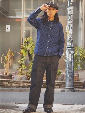 「schott（ショット）のSchott/ショット/13oz. JEANS MEDIUM FIT/13オンス　ジーンス　ミディアム　フィット（デニムパンツ）」を使った、Renさん（メンズ・177cm）の春コーディネート