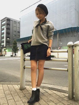 「abcdevol（エービーシーディーイーボル）のアイテム（ブーツ）」を使った、manaさん（レディース・156cm）の秋コーディネート
