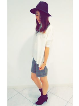 「UNRELISH（アンレリッシュ）の【瀬戸晴加さん着用】せとはる×UNRELISHコラボ　ハーフパンツ（その他パンツ、ブラウン系）」を使った、arisaさん（レディース・170cm）の秋コーディネート