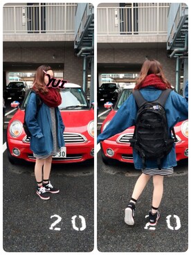 「チチカカ」｜「アイテム（デニムジャケット）」を使った、小宮 ユイさん（レディース・157cm）の冬コーディネート