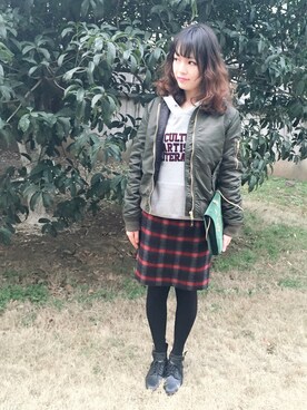 「stradivarius（ストラディバリウス）のアイテム（ブルゾン）」を使った、玉子さん（レディース・165cm）の冬コーディネート