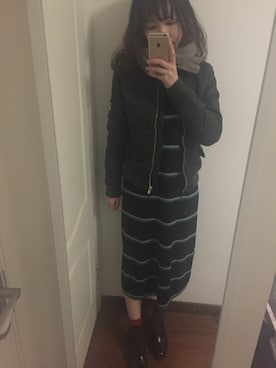 「stradivarius（ストラディバリウス）のアイテム（ブルゾン）」を使った、玉子さん（レディース・165cm）の春コーディネート