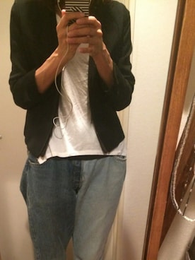 「kaene（カエン）のアイテム（ノーカラージャケット）」を使った、sa-naさん（レディース・172cm）の秋コーディネート