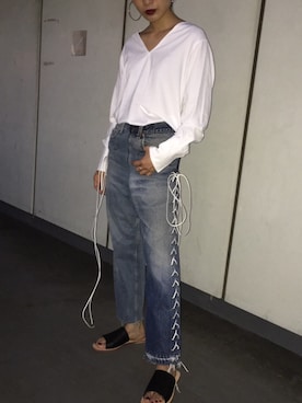 「77circa（ナナナナサーカ）のアイテム」を使った、seilaさん（レディース・164cm）の夏コーディネート