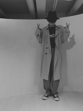 「アイテム（トレンチコート、ピンク系）」を使った、☺︎NAOYA☺︎さん（メンズ・174cm）の秋コーディネート