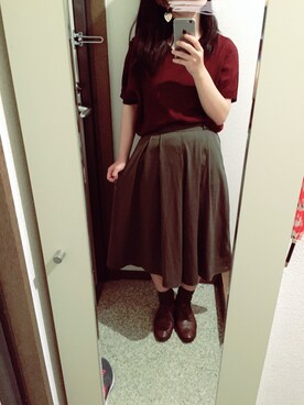 「GU（ジーユー）のアイテム（その他パンツ、グリーン系）」を使った、みんこさん（レディース）の秋コーディネート
