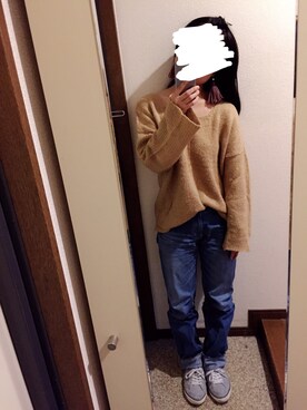 「GRL（グレイル）のアイテム（ニット/セーター、ベージュ系）」を使った、みんこさん（レディース）の秋コーディネート