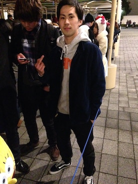 「FTC（エフティーシー）のアイテム（パーカー）」を使った、Takashi Kanaiさん（メンズ・175cm）の冬コーディネート