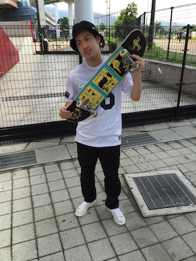 「FTC（エフティーシー）のアイテム（ジャージ）」を使った、Takashi Kanaiさん（メンズ・165cm）の夏コーディネート