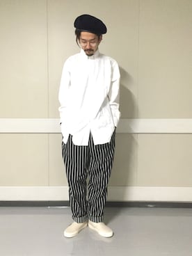 「INFIELDER DESIGN（インフィールダーデザイン）のアイテム（ハンチング/ベレー帽）」を使った、mashiiさん（メンズ・172cm）の春コーディネート