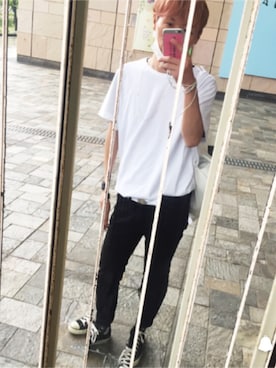 「アイテム（バックパック/リュック、ホワイト系）」を使った、Kentarou Miyaziさん（メンズ・178cm）の夏コーディネート