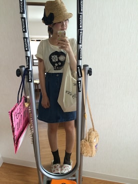「UNIQLO Tシャツ」｜「アイテム（スカート）」を使った、ぴーさん。さん（レディース・152cm）の夏コーディネート