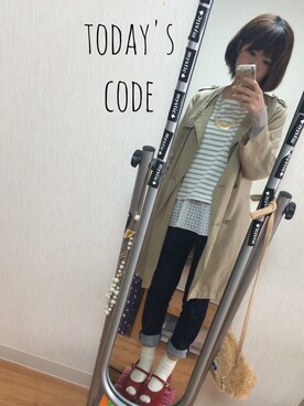 「赤い靴」｜「アイテム（トレンチコート）」を使った、ぴーさん。さん（レディース・152cm）の春コーディネート