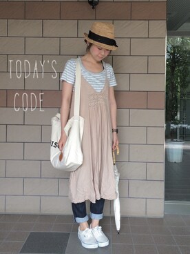 「マキシワンピ」｜ぴーさん。さん（レディース・152cm・20代）の夏コーディネート