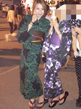 「アイテム（浴衣、グリーン系）」を使った、Kiwiさん（レディース・159cm）の夏コーディネート