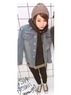 「BOBSON（ボブソン）のアイテム（ジャケット/アウター）」を使った、Kiwiさん（レディース・159cm）の冬コーディネート