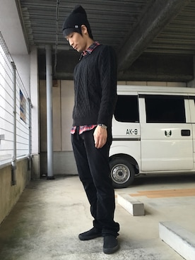 「黒ニット」｜tatsuya.oさん（メンズ・178cm）の秋コーディネート