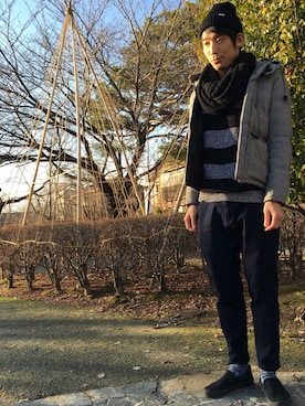 「黒ニット」｜tatsuya.oさん（メンズ・178cm）の冬コーディネート