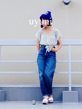「シースルー」｜「アイテム（ニットキャップ/ビーニー）」を使った、ｕｙｕｎｉさん（レディース・150cm）の夏コーディネート