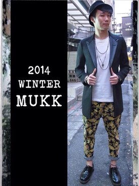 「wamのアイテム（チノパンツ、その他）」を使った、駿さん（メンズ・180cm）の秋コーディネート