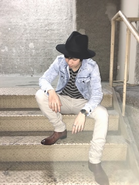 「アイテム（デニムパンツ、ベージュ系）」を使った、JACKROSE横浜さん（メンズ・171cm）の春コーディネート