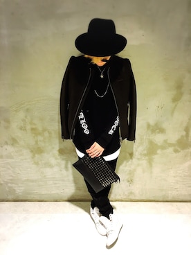 「アイテム（クラッチバッグ）」を使った、JACKROSE横浜さん（メンズ・175cm）の秋コーディネート