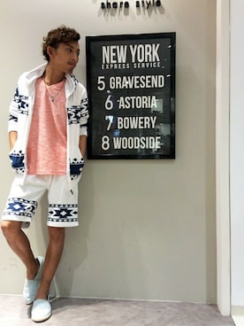 「VENCEEXCHANGE（ヴァンスエクスチェンジ）のアイテム」を使った、koutaさん（メンズ・165cm）の夏コーディネート