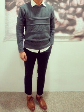 「NEIL BARRETT（ニールバレット）のアイテム（ニット/セーター）」を使った、유병진さん（メンズ・175cm）の秋コーディネート