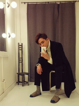 「ASTER（アスター）のアイテム（パンツ）」を使った、유병진さん（メンズ・175cm）の冬コーディネート