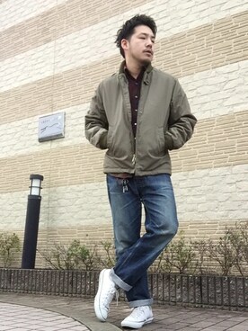 「USA」｜「アイテム（ミリタリージャケット）」を使った、enomonさん（メンズ・174cm）の秋コーディネート