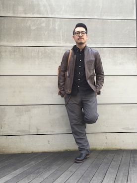 「ワーク」｜「アイテム（ウォレットチェーン）」を使った、enomonさん（メンズ・174cm）の冬コーディネート
